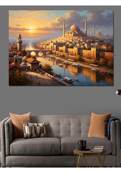 Ahşap Tablo Gün Batımında Panoramik Manzara
