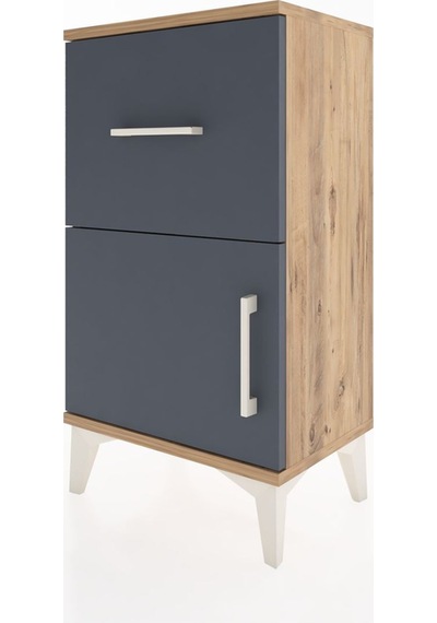 Arges Komodin 3 Raflı Tek Kapaklı 44x30x80 Çam-antrasit Atlas Çam