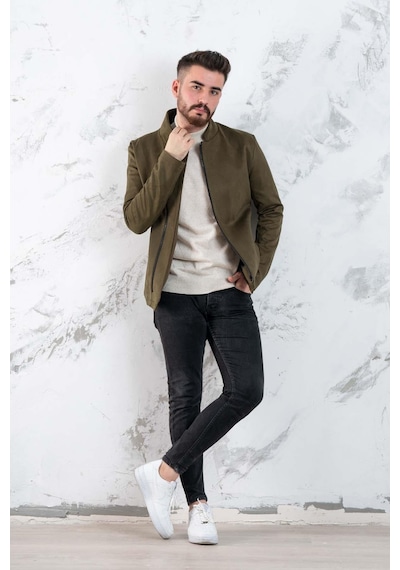 Nubuk Baharlık Slimfit Mont Yeşil