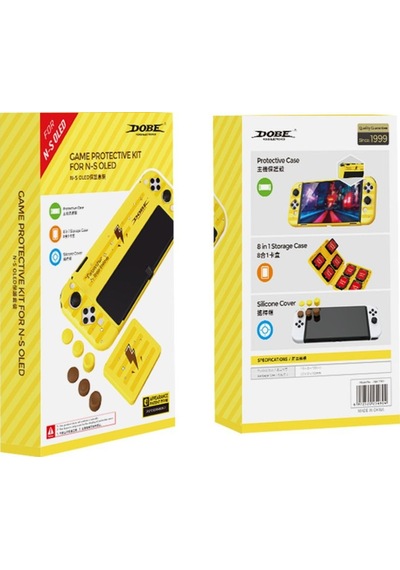Switch Oled 3in1 Standlı Rnkli Kılıf Analog Yükseltici Ve Koruyucu Kart Kutusu Sarı
