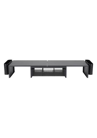 Siyah Çift Monitör Yükseltici Stand Çekmeceli Masaüstü Organizer 9216
