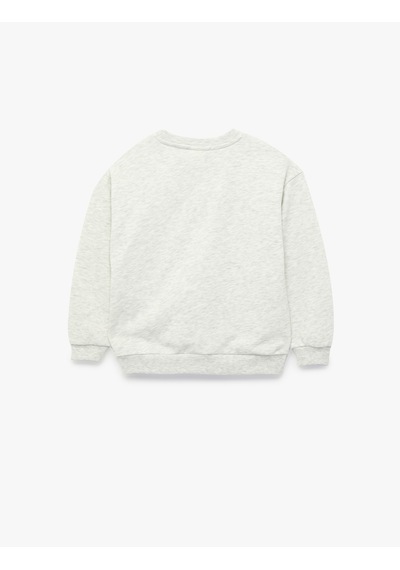 Koton Uzun Kollu Bisiklet Yaka Baskı Detaylı Sweatshirt Gri Melanj 7wmb10055tk