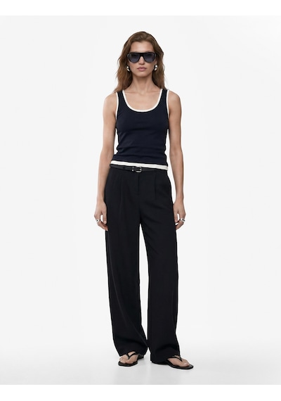 Koton Keten Görünümlü Straight Fit Cepli Kemerli Geniş Paça Palazzo Pantolon Siyah 6sak40383pw Koton Keten Görünümlü Straight Fit Cepli Kemerli Geniş Paça Palazzo Pantolon Siyah 6sak40383pw