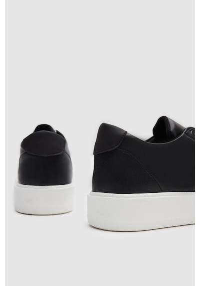 D's Damat 0EC09ORT0378 Kalın Beyaz Tabanlı Bağcıklı Erkek Sneaker Ayakkabı - Siyah