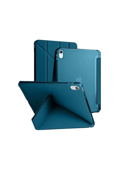 Apple iPad Uyumlu 11. A16 11inç/10. 10.9inç İle Uyumlu Kılıf Kalem Bölmeli Trifolding Case Petrol Mavi Sku: Zeusb0g58tnx8g Arka Kapak