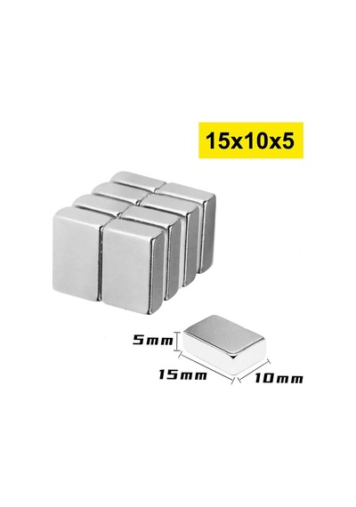 5 Adet Neodyum Mıknatıs Dikdörtgen, 15x10x5 Mm, Güçlü Magnet