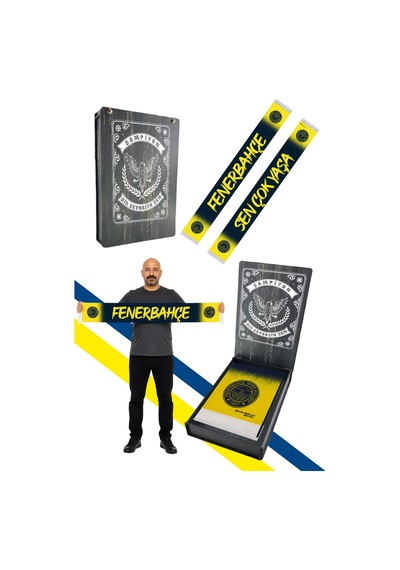 Fenerium Unısex Sen Çok Yaşa Şal Lazer Kutu Hediyeli Lacivert