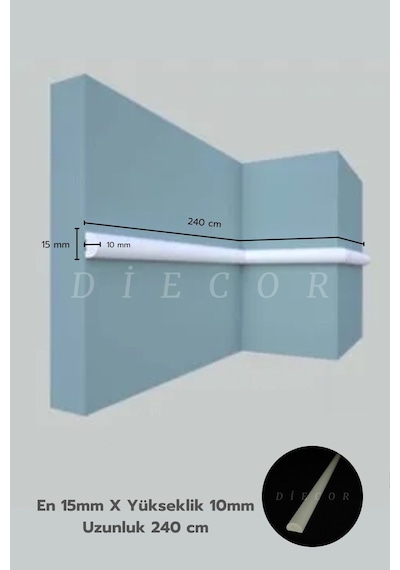 Diecor Dekoratif Boyanabilir 25 Adet 1,5 Cm Polistren Duvar Çıtası Beyaz 15 X 10 Model:xa162