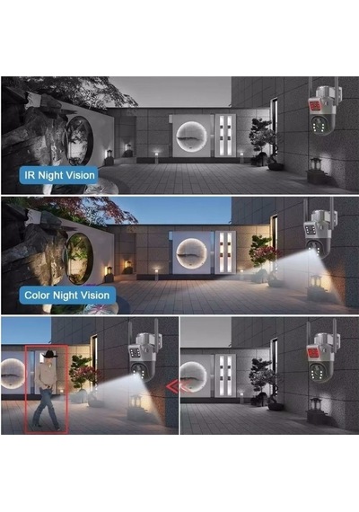 Ultimate V380pro S735 Solar Güneş Enerjili Gece Görüş İnsan Takibi 10mp Dual Lens 4g Kamera