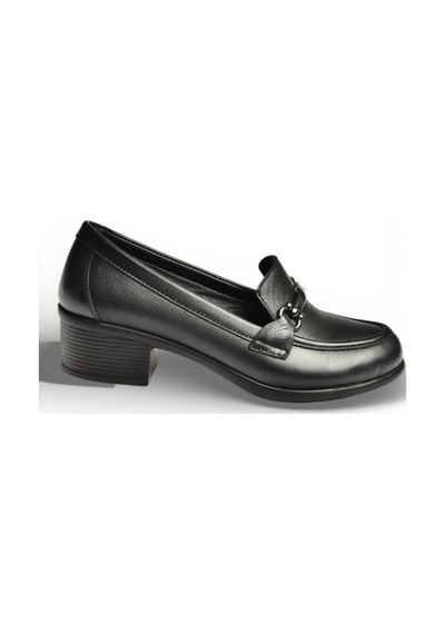 Fox Shoes Y555592003 Siyah Kalın Alçak Topuklu Kadın Ayakkabı Siyah