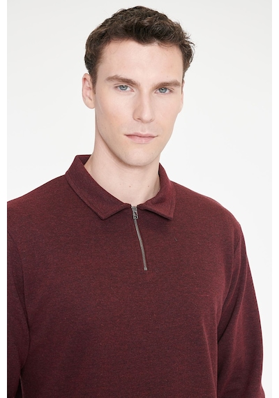 Ac&Co / Altınyıldız Classics Erkek Bordo Pamuklu Standart Fit Normal Kesim Polo Yaka Sweatshirt
