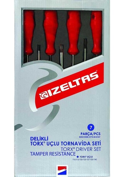 İzeltaş 7 Parça Delikli Torx Uçlu Tornavida Takımı