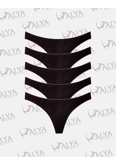Alya Underwear Kadın Külot Pamuklu String - 5 Adet Siyah Tanga S, M, L, Xl Siyah