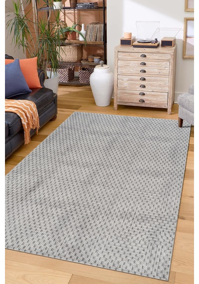 Villadia Home Textile Kaymaz Taban Modern Desen Halı Yolluk Leke Tutmaz Kolay Temizlenir Koridor Salon Yatak Mutfak Odası Vd4038gri Gri