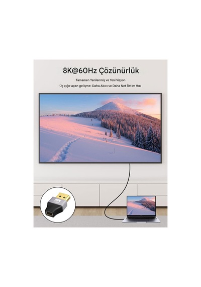 Display Port To Mini Displayport 1.4 8k Çevirici Çift Yönlü Adaptör