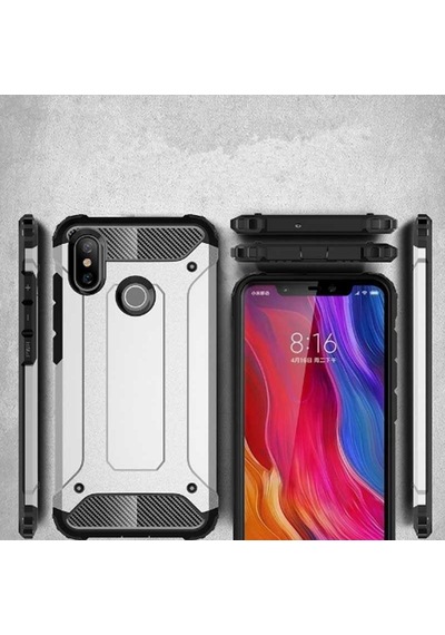 Noktaks - Xiaomi Uyumlu Xiaomi Mi 8 - Kılıf Çift Katman Zırh Tank Crash Military Kapak - Gold