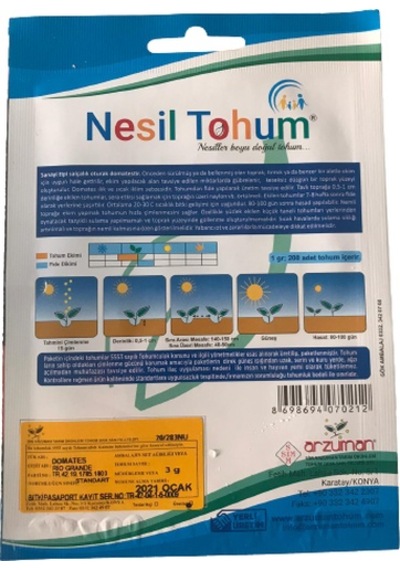 Domates Rio GRande Atalık Tohumu 3 Paket