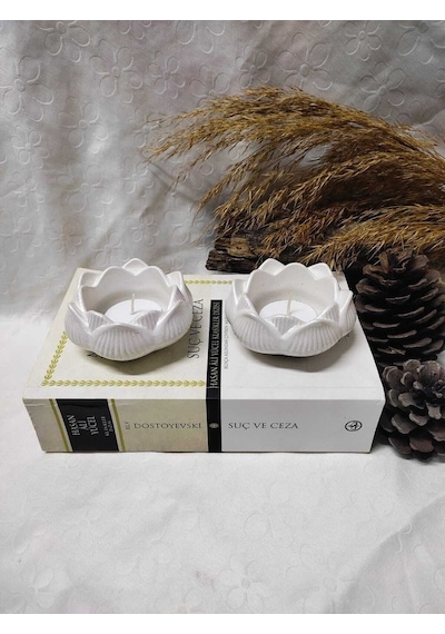 Bernami Mumluk Şamdanpinterest Lotus Mumluk Beyaz Dekoratif Mumluk Tealight Mumluk 2 Adet. Mumlar Dahil Değildir Diğer