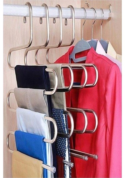 Adet 5 Katlı Metal Pantolon Eşarp Askısı - Askılık Metal Beyaz Diğer