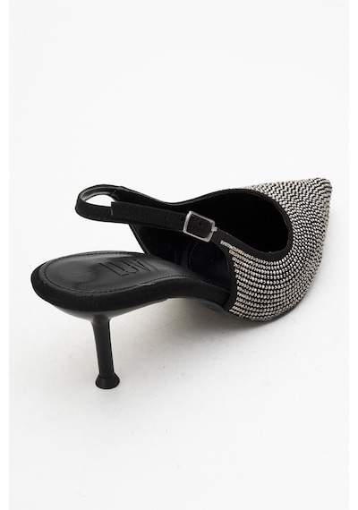 Luvishoes Luvi Shoes Novs Siyah Taşlı Kadın İnce Topuklu Abiye Ayakkabı Siyah - Taş