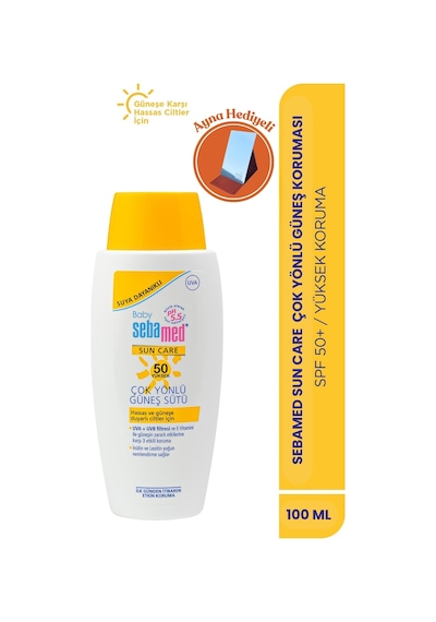 Baby SPF 50 UVA - UVB Filtresi E Vitamini Etkili Çok Yönlü Çocuk Güneş Koruyucu 100ml-Ayna Hediyeli