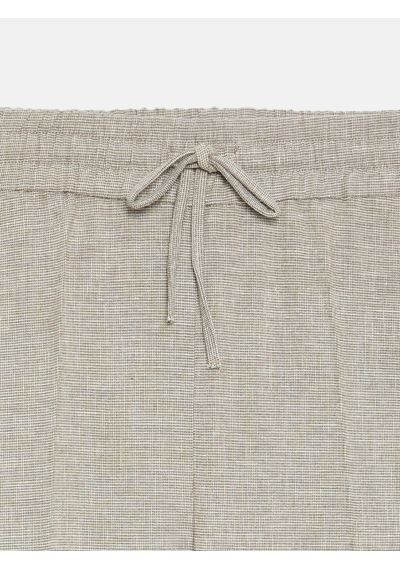 Dilvin 72730 Keten Karışımlı Bağcıklı Pantolon-taş
