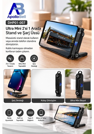 Apollobell Dhp01-007 Şarj Portlu Telefon Standı