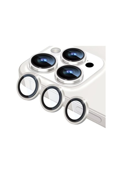 Apple Uyumlu iPhone 16 Pro Max Raze Metal Kamera Lens Koruyucu Beyaz