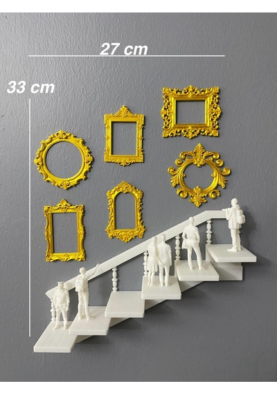 Mini 6 Lı Gold Çerçeve, Mini 6 Lı Figürler Ve Merdiven Seti Ev Dekorasyonu Hediye Alternatifi Museum Of Us