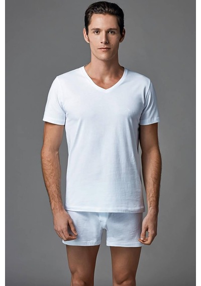 Eros 039 Erkek 2 Li V Yaka T-shirt Atlet 039 Beyaz