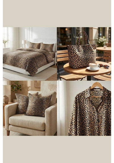 %100 Pamuk Kahve Leopar Poplin Kumaş En: 240 Cm Nevresim, Çarşaf, Yastık Kılıfı, Elbise Ve Çanta Kahverengi
