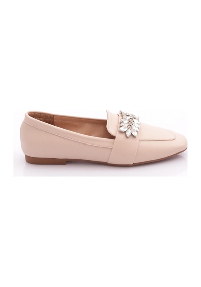 Dgn 50085-23y Kadin Kristal Taşli Tokali Loafer Ten Cilt