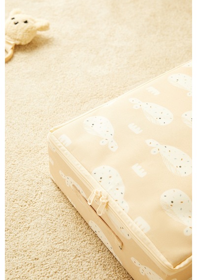 Ocean Home Textile Çocuk Odası Sevimli Balina Destekli Kutu Hurç 31 X 38 X 12 Cm Bej