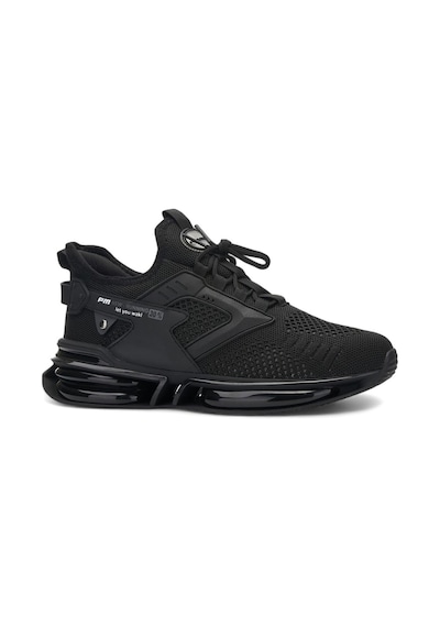 Erkek Siyah Sneaker Spor Ayakkabı - Balon Taban Triko Ortopedik Ayakkabı-047 Siyah
