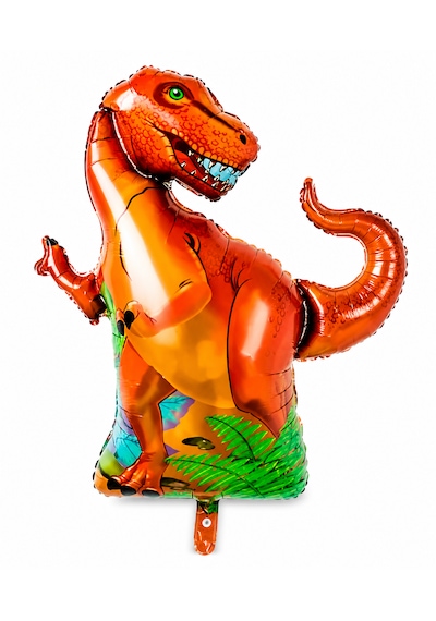 Dinozor Folyo Balon 91x76 Cm Turuncu T-rex Doğum Günü Parti Balonu Helyum Uyumlu Çok Renkli