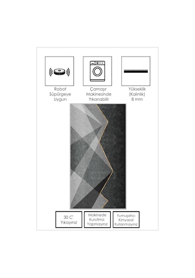 West Home Makinede Yıkanabilir Kaymaz Taban Leke Tutmaz Modern Gri Salon Halısı,mutfak Halısı Ve Mutfak Yolluk Wh 585 Grey