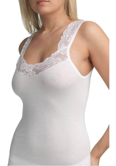 Blackspade 1957 Kadın %97 Pamuklu Dantelli Kalın Askılı Atlet Beyaz