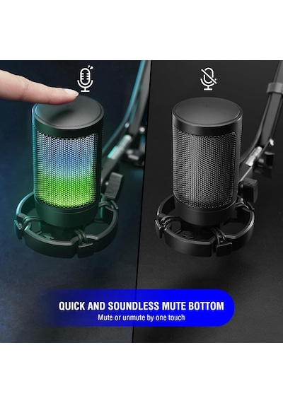 Pc Oyun Mikrofonu, Usb Mikrofon, Yayın Podcast Stüdyosu İçin, Mikrofon Standı Ve Sessize Alma T
