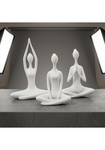 12 Cm 3 Lü Yoga Figürü Biblo Seti Modern Ev Dekoru Tv Ünitesi Ve Raf Aksesuarı Beyaz