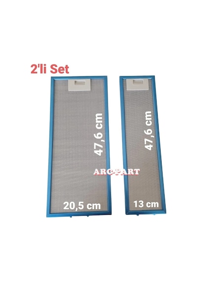 Vestel Uyumlu Efes Aspiratör Alüminyum Filtre - 2'li Set - 20,5x47,6 Cm / 13x47,6 Cm