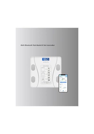 Akıllı Dijital Baskül Bluetooth Bağlantılı 8 Ölçüm Verili Akıllı Vüc - Hs08376308-8 Kırmızı