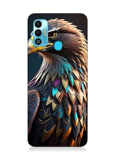 Tecno Spark 7t Uyumlu Silikon Kılıf Renkli Kaya Kartalı