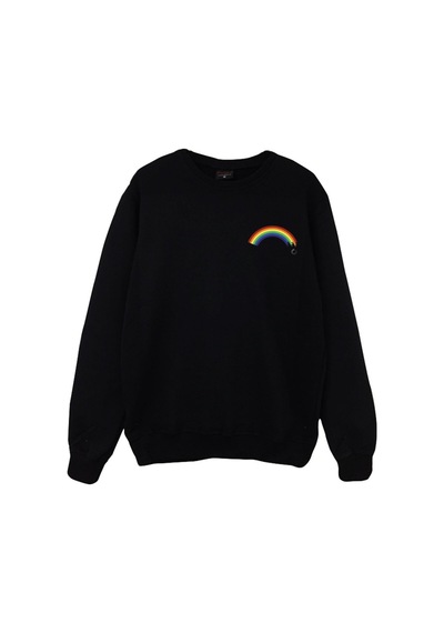 Gökkuşağı Baskılı Sweatshirt Siyah