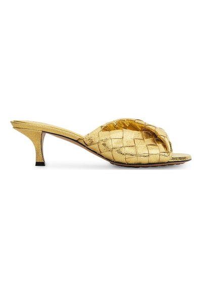 Bottega Veneta Göz Alıcı 50mm Topuklu Mule Terlik Altın