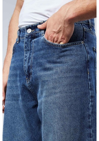 Cedy Denim Cedy Denım Yüksek Kalite Erkek Yüksek Bel Baggy Skater Jean Koyu Mavi