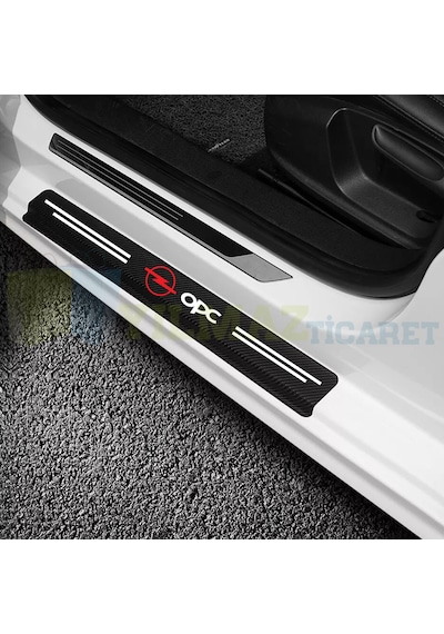 Opel Opc Logo Karbon Kapı Eşiği Koruma Oto Sticker 4 Parça