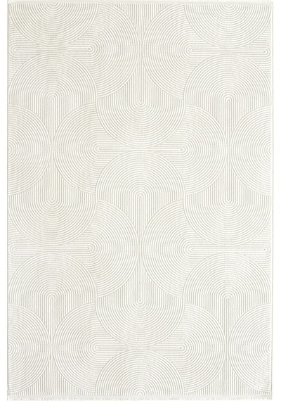 Akik 198612 Krem - Modern Yuvarlak Desenli Salon Halısı Krem