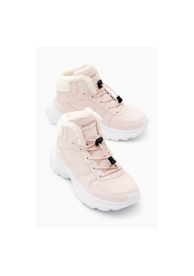 Tonny Black Çocuk Unisex Pudra Faylon Taban İçi Kürklü Lastik Bağcıklı Bot Tbals020 134 Pudra