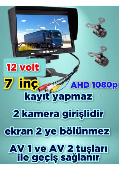 2 Ad150'' Geniş Açı Ahd 1080p Kelebek Kamera Ve 7 İnç Qled Ekran