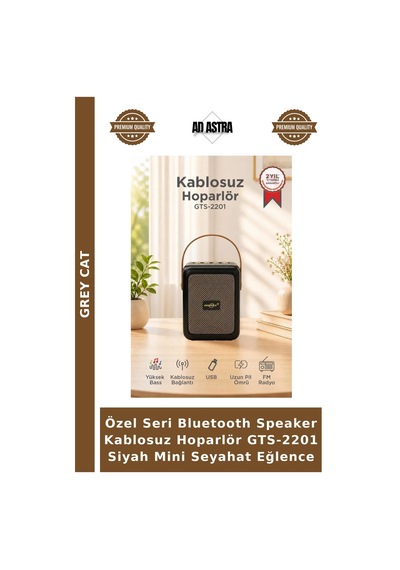 Özel Seri Bluetooth Speaker Kablosuz Hoparlör Gts-2201 Siyah Mini Seyahat Eğlence